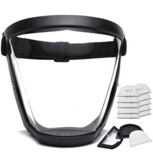 Full Face Super Protective Mask Shield Safety Transparent Head Cover,Suitable for outdoor,kitchen and office use, dust and splash-proof cover