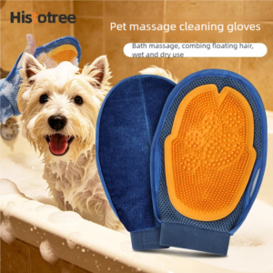 Flexible TPR Pet Bath Brush & Massage Glove Dual-Sided Hair Remover Mitt for Gentle Dog and Cat Grooming