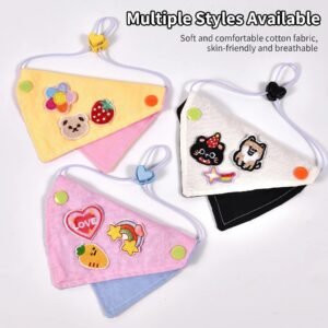 Reversible Color-Block Pet Bandana with Adjustable Snaps & Soft Cotton Bib Scarf for Cute Cats and Dogs