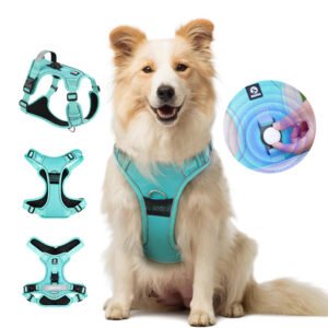 Escape-Proof Dog Vest Harness with Leather Handle | No-Pull Reflective PU Oxford Pet Harness for Medium Large Dogs