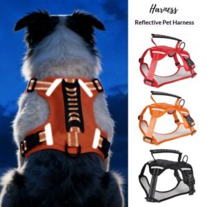 Reflective H-Shape Dog Harness No Choke, Heavy Duty Padded Puppy Vest with Easy Control Grip, Adjustable Pet Harness