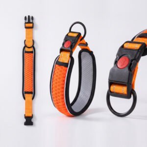 Reflective Dog Collar for Night Safety – No-Choke Soft Foam Padded Pet Collar, Adjustable Breathable Mesh Collar with Safety Buckle