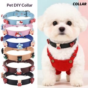 Cute Heart Spiked Dog Collar, Durable Microfiber PU Leather Pet Collar for Puppies & Medium Dogs, Fashion Bear Choker Bulk