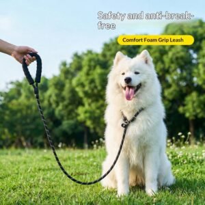 No-Pull Dog Slip Lead with Comfortable Padded Handle, Strong Nylon Rope Leash for Large & Medium Dogs