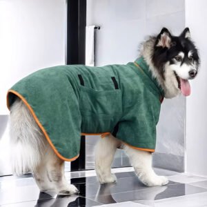 Full-Body Wrap Dog Drying Robe, No-Mess Wet Dog Jacket, Breathable All-Season Bath Towel for Large Breeds