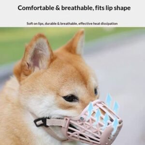 Breathable Dog Muzzle - Anti-Biting Barking Basket Muzzle for Small Medium Large Dogs, Adjustable Padded Pet Mouth Cover for Scavenging Prevention