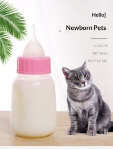 Food-Grade Silicone Pet Feeding Bottle with Anti-Spill Guard, 120ml Measurement Scale Nursing Kit for Kittens & Puppies
