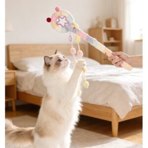 Premium DIY Cat Teaser Craft Kit | Cozy Knit Star Wand Materials Set | Eco-Friendly & Soft Interactive Toy for Indoors